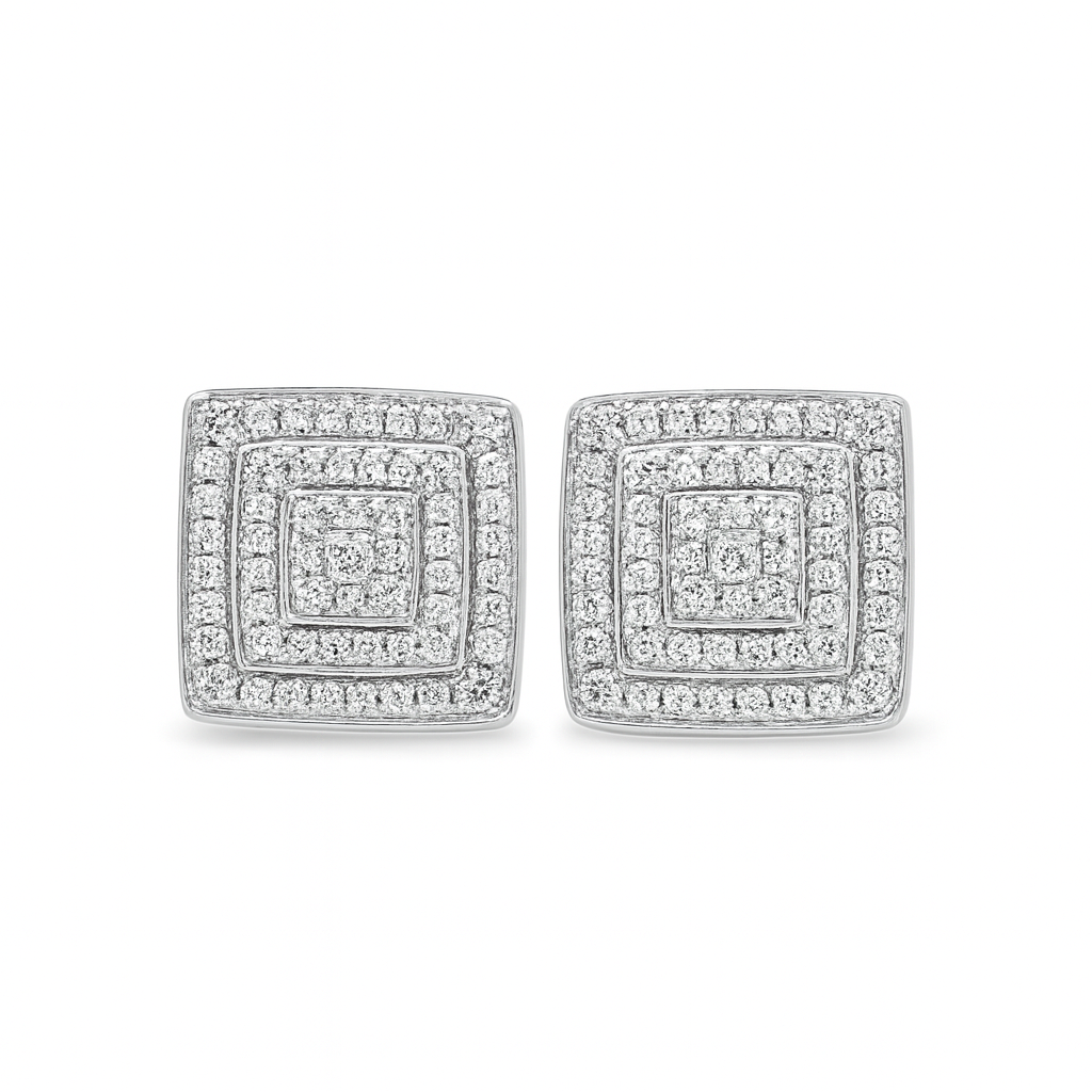 10K White Gold Diamond Square Stud Earrings 0.30 ctw | Jewelry Palace