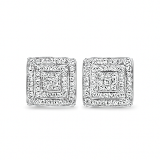 10K White Gold Diamond Square Stud Earrings 0.30 ctw | Jewelry Palace