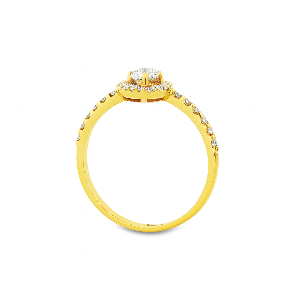 14K Yellow Gold Pear Cut Diamond Ring 0.65 ctw