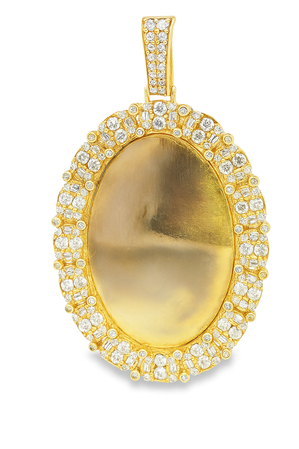 10K Yellow Gold Diamond Oval Memory Pendant 4.0 CTW | Jewelry Palace