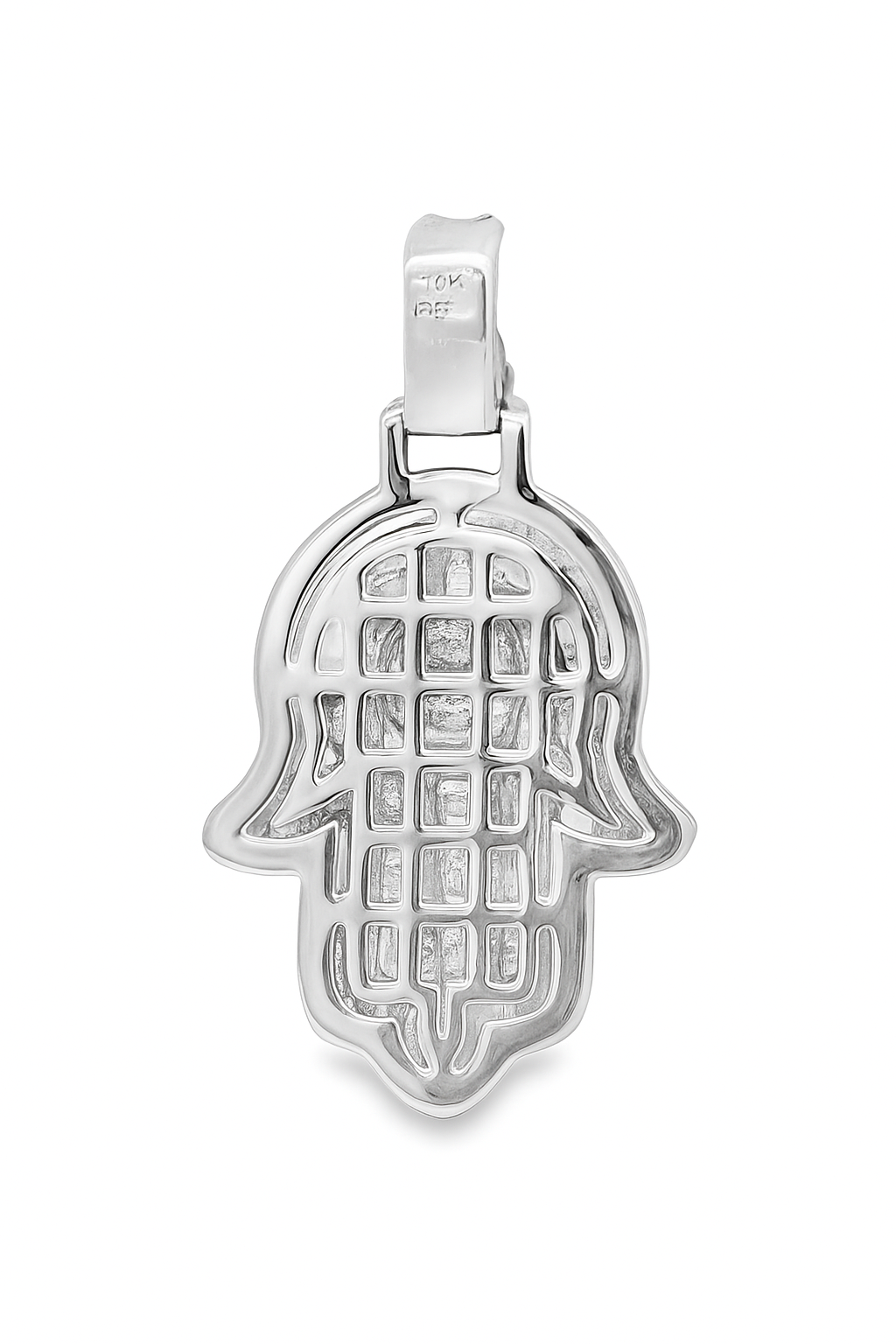 10K White Gold 1.20 CTW Diamond Hamsa Hand Pendant