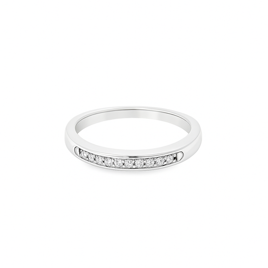 10K White Gold Diamond Band with Round Studded Diamonds 0.1 ctw