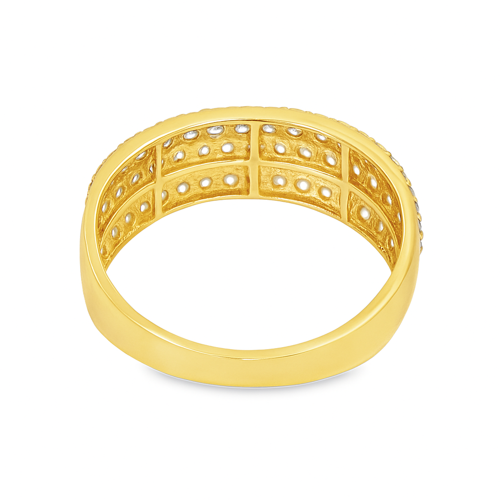 10K Yellow Gold Diamond Band with Honeycomb Set Diamonds 1.00 ctw