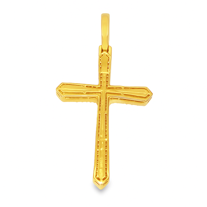 10K Yellow Gold Baguette Layered Diamond Cross Pendant 1.80 ctw – Luxury Gold Faith Pendant | Jewelry Palace Lithonia, GA