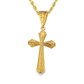 10K Yellow Gold Cross Necklace | Textured Cross Pendant with Rope Chain | Jewelry Palace