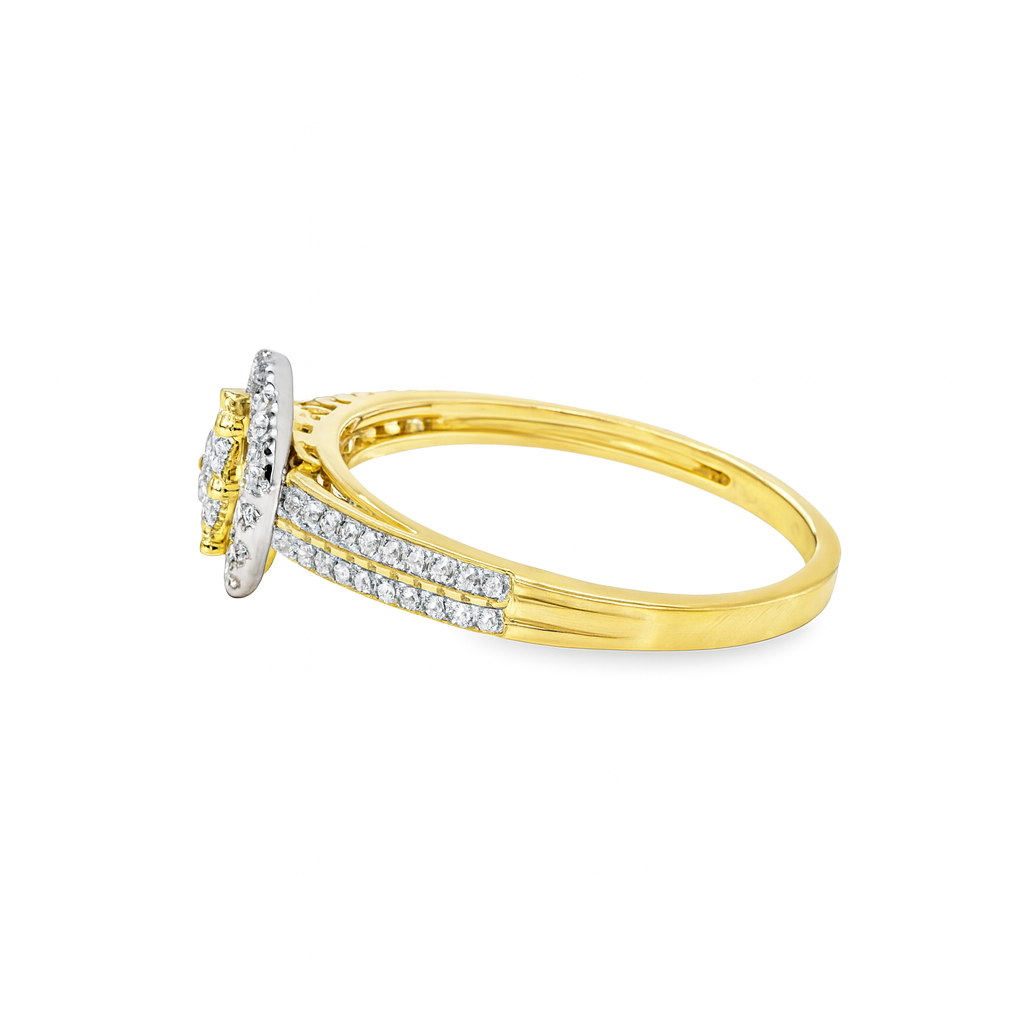 10K Yellow Gold Diamond Cluster Ring 0.41 ctw | Round Brilliant Halo Design – Jewelry Palace Lithonia GA