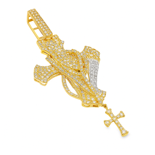 10K Yellow Gold Diamond Cross Pendant 2.50 ctw