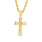 10K Yellow Gold Cross Charm Pendant Necklace | Two-Tone Accent with Rope Chain | Jewelry Palace