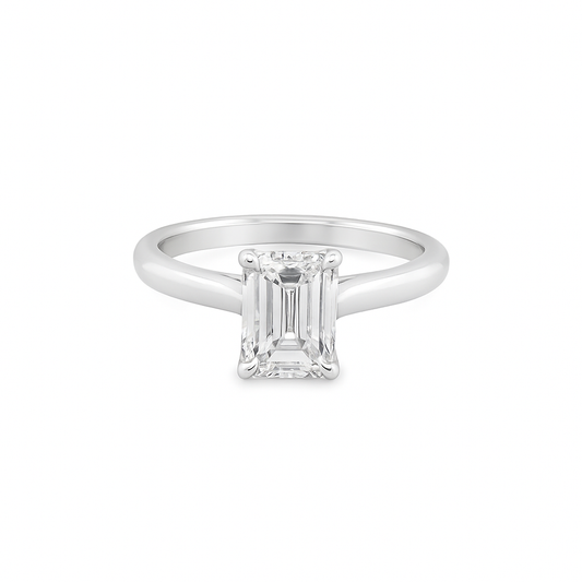14k White Gold Lab grown Diamond Emerald Cut Diamond Solitaire Ring 1.50 ctw