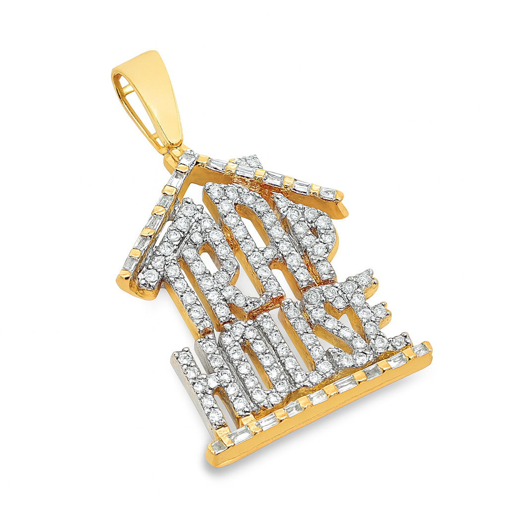 10K Yellow Gold Diamond Trap House Pendant 1.00 ctw | Iced Out Hip Hop Pendant for Men – Jewelry Palace