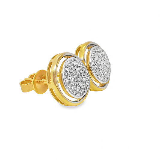 10K Yellow Gold 0.40 ctw Diamond Halo Cluster Earrings | Round Cut | Jewelry Palace