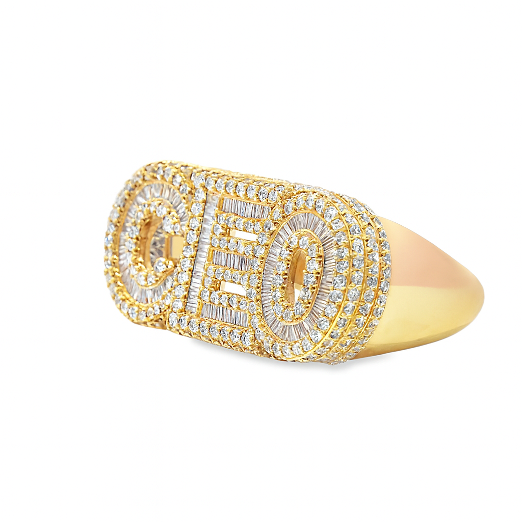 10K Yellow Gold Diamond “CEO” Signet Ring 4.00 CTW | Jewelry Palace