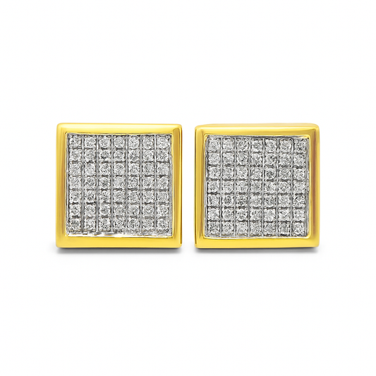 10K Yellow Gold Diamond Square Stud Earrings | 0.60 CTW | Jewelry Palace