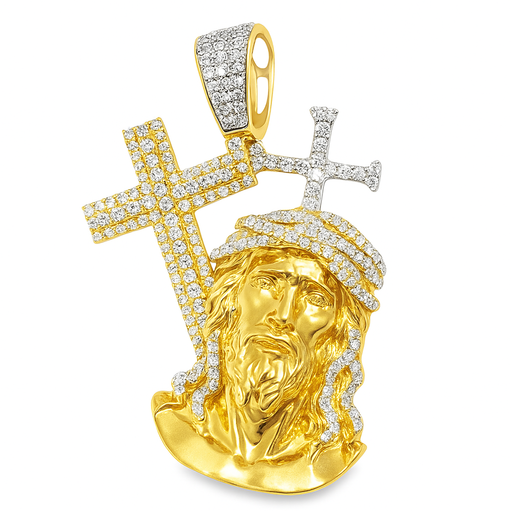 10K Yellow Gold 0.33 CTW Diamond Jesus Cross Pendant