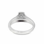 14K White Gold Diamond Engagement Ring with Emerald Cut Center Stone 0.75 ctw Overall