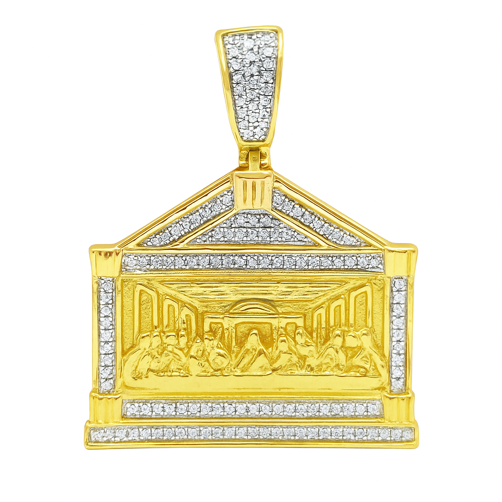 10K Yellow Gold Diamond Last Supper Pendant 0.39 ctw – Religious Jesus Pendant | Jewelry Palace Lithonia, GA