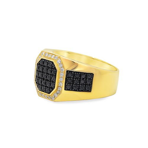 10K Yellow Gold 1.20 CTW Black and White Diamond Ring