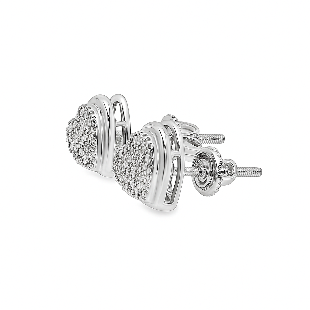 10K White Gold Diamond Heart Stud Earrings 0.26 CTW | Jewelry Palace