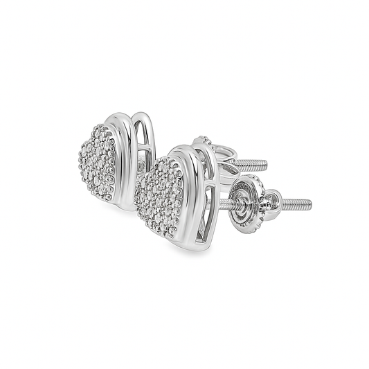 10K White Gold Diamond Heart Stud Earrings 0.26 CTW | Jewelry Palace