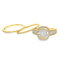 10K Yellow Gold Diamond Ring Set with Baguette Center and 2 Matching Bands 1.50 ctw