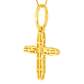 10K Yellow Gold Diamond Cross Pendant Necklace Baguette & Round Diamonds 0.35 CTW