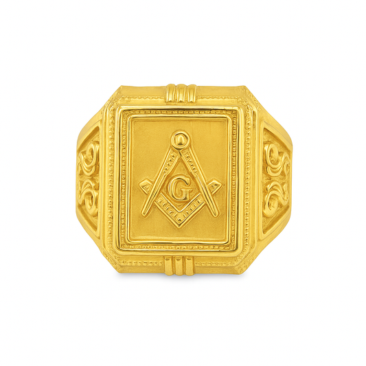 10K Yellow Gold Masonic Signet Ring | Jewelry Palace