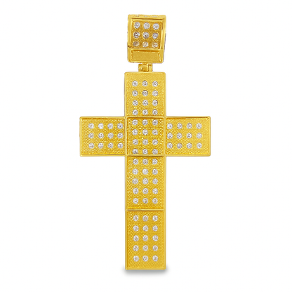 10K Yellow Gold Diamond Round Cut Cross Pendant 0.25 ctw