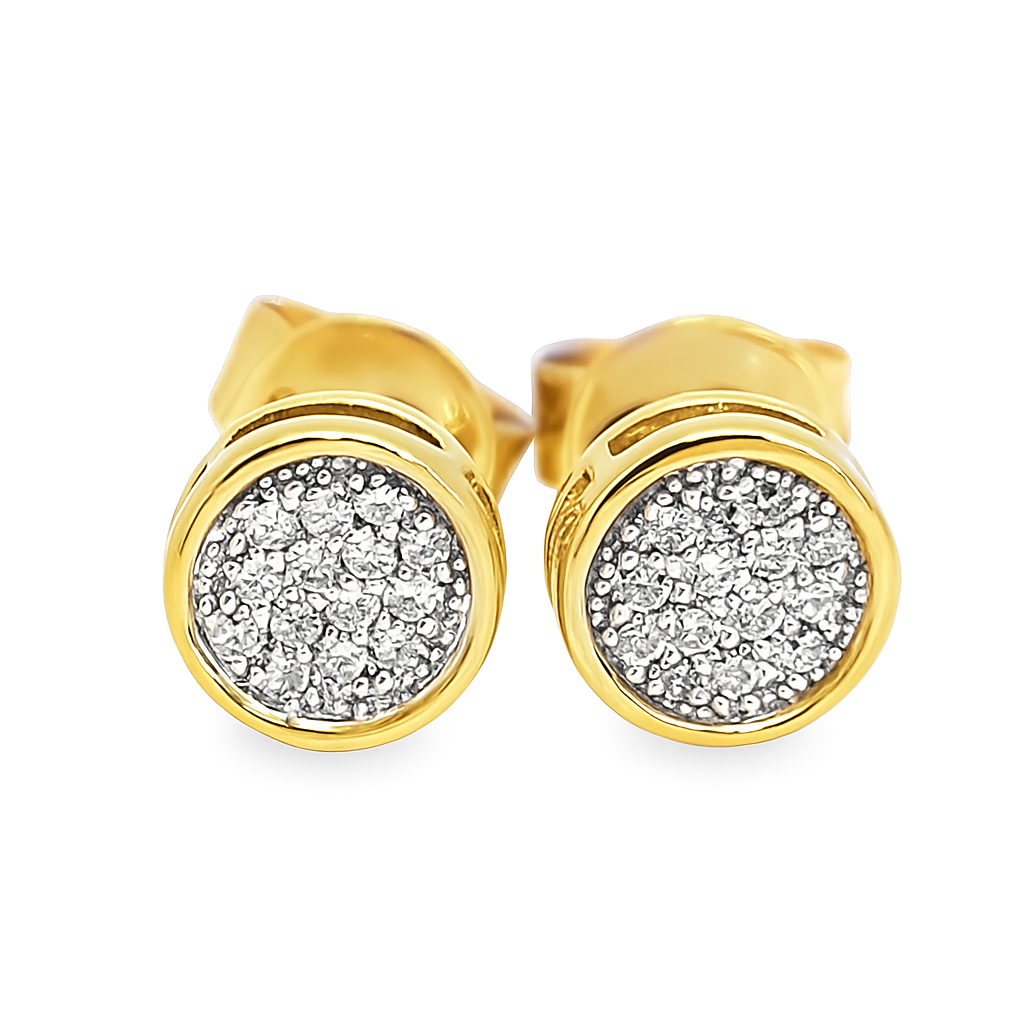 10K Yellow Gold Diamond Circle Bezel Stud Earrings – 0.06 CTW | Jewelry Palace