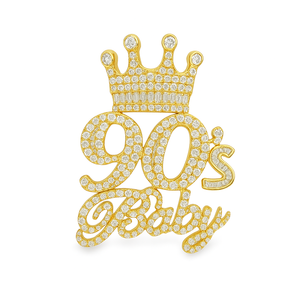 10k Yellow Gold Baguette Diamond '90s Baby' Pendant 2.75 ctw