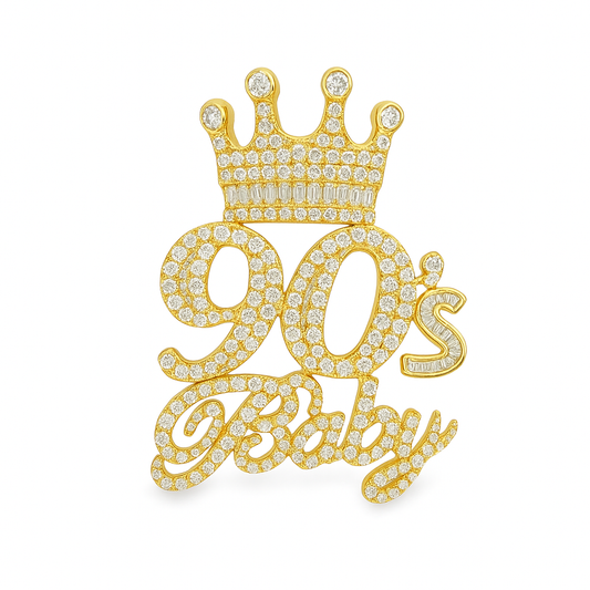 10k Yellow Gold Baguette Diamond '90s Baby' Pendant 2.75 ctw