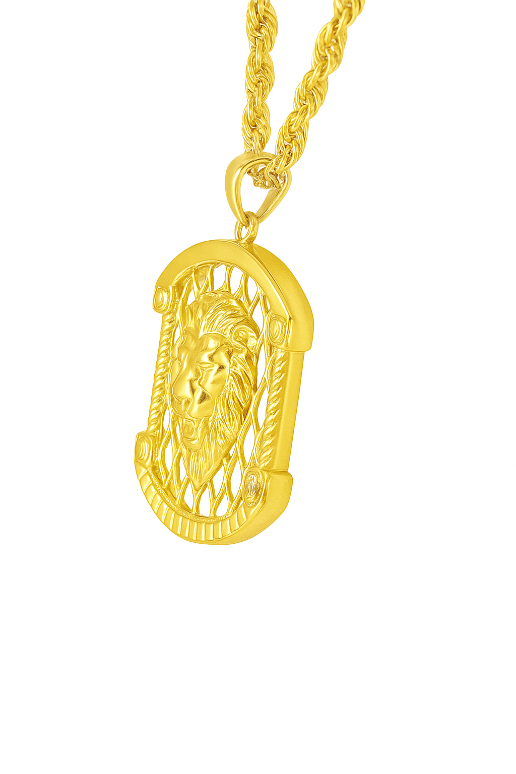 10K Yellow Gold Lion Head Pendant Necklace Set – Symbol of Strength & Power | Jewelry Palace
