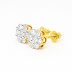10K Yellow Gold 0.75 ctw Diamond Flower Earrings | Cluster Studs | Jewelry Palace