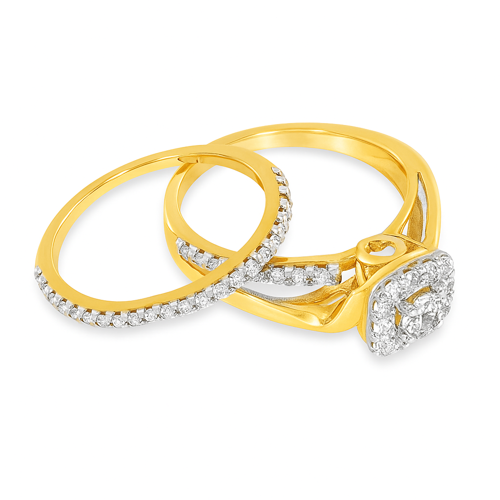 14K Yellow Gold Round Cut Diamond Wedding Ring Set 0.75 ctw | Elegant Bridal Jewelry – Jewelry Palace Lithonia GA
