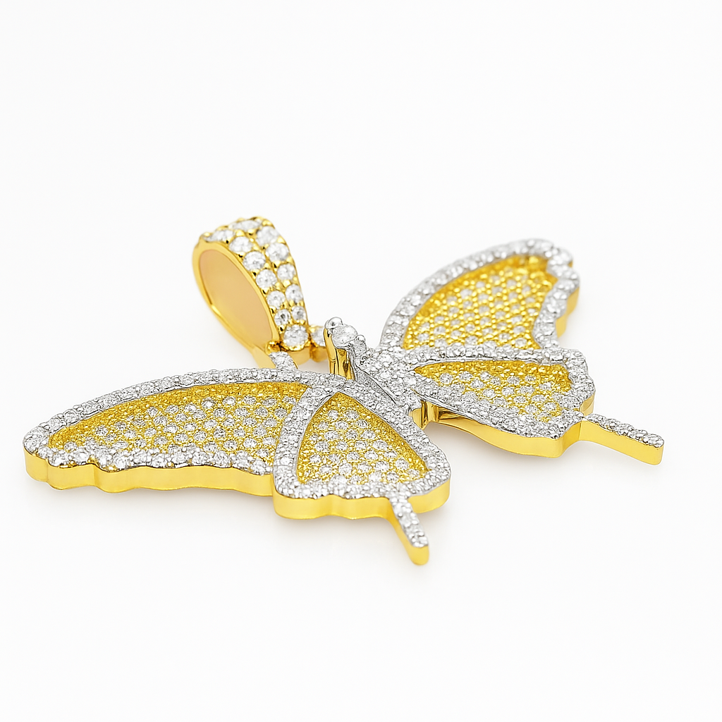 10K Yellow Gold 1.46 CTW Diamond Butterfly Pendant