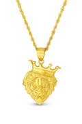 10K Yellow Gold Crowned Lion Head Pendant Necklace Set – King of the Jungle Design | Jewelry Palace