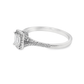 14K White Gold Diamond Engagement Ring with Emerald Cut Center Stone 0.75 ctw Overall