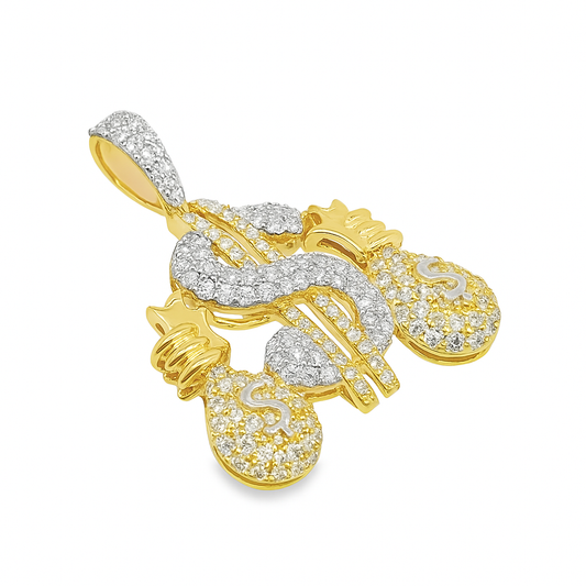 10K Yellow Gold Diamond Money Dollar Pendant 1.64 CTW | Jewelry Palace