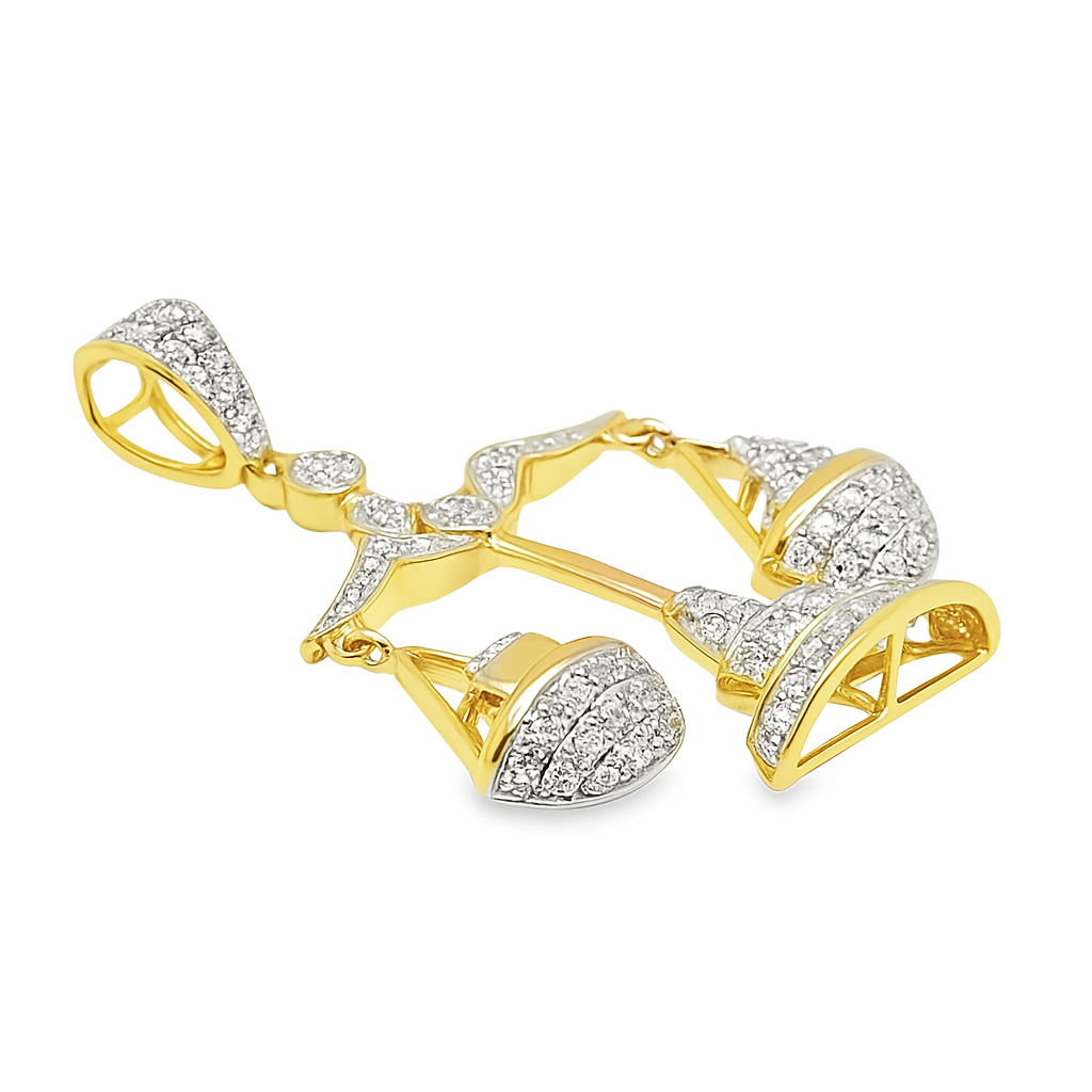 10K Yellow Gold 0.75 ctw Diamond Libra Scale Pendant | Zodiac Justice Symbol | Jewelry Palace