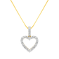 10K Yellow Gold Diamond Heart Outline Pendant Necklace 0.65 CTW