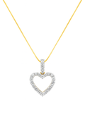 10K Yellow Gold Diamond Heart Outline Pendant Necklace 0.65 CTW
