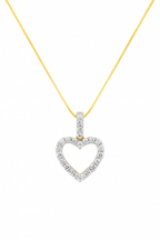 10K Yellow Gold Diamond Heart Outline Pendant Necklace 0.65 CTW