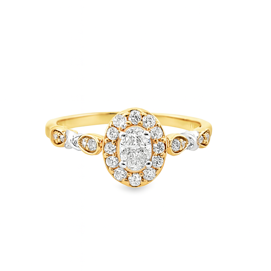 10K Yellow Gold Oval Diamond Engagement Ring Set 0.50 ctw