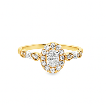 10K Yellow Gold Oval Diamond Engagement Ring Set 0.50 ctw