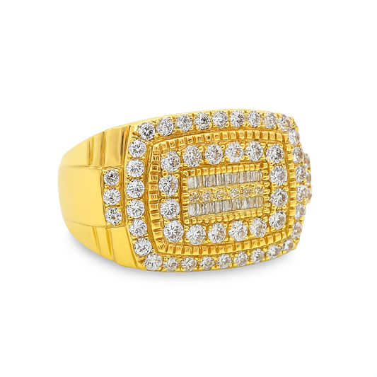 Men’s 10K Yellow Gold Diamond Ring 1.15 CTW | Baguette & Round Iced-Out Ring | Jewelry Palace