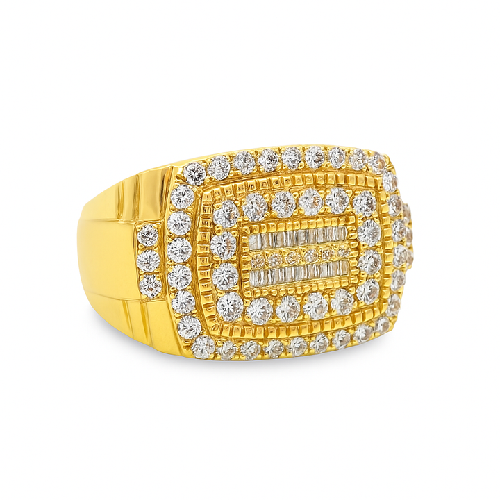 Men’s 10K Yellow Gold Diamond Ring 1.15 CTW | Baguette & Round Iced-Out Ring | Jewelry Palace