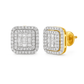 14K Yellow Gold Diamond Square Brilliant Cut Earrings 0.50 CTW | Jewelry Palace