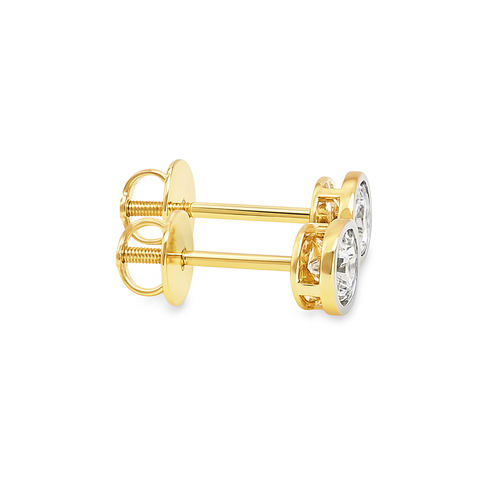 10K Yellow Gold 0.25 ctw Diamond Bezel Set Solitaire Round Earrings | Timeless Studs | Jewelry Palace