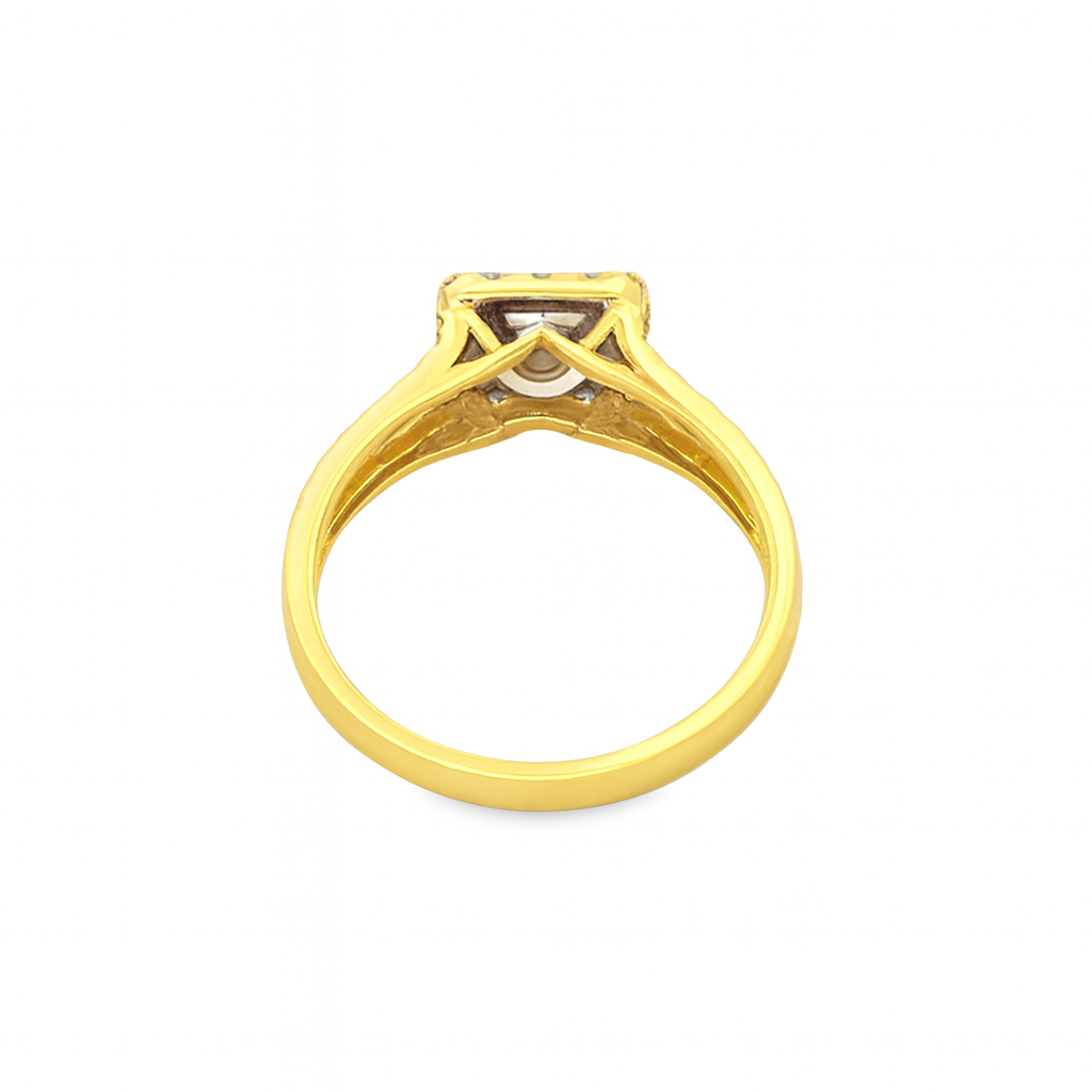14K Yellow Gold Square Cut Diamond Halo Ring 0.94 ctw | Elegant Engagement & Fashion Jewelry – Jewelry Palace Lithonia GA