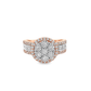 10K Rose Gold Flower Set Diamond  Ring with Diamond Band 0.75 ctw