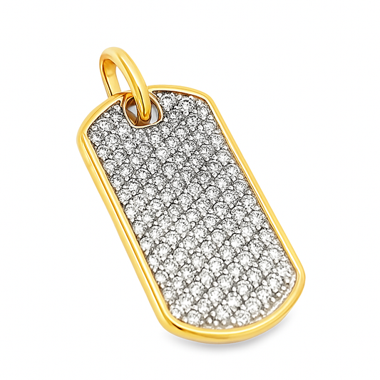 10K Yellow Gold Diamond Dog Tag Pendant 2.00 ctw – Luxury Iced-Out Tag Necklace | Jewelry Palace Lithonia, GA